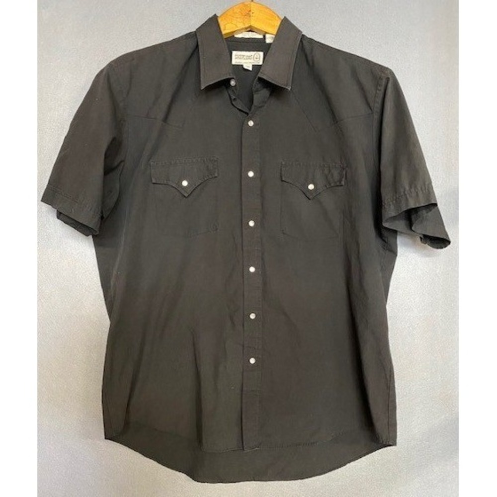 Sheplers‎ Mens Black Short Sleeve Snap Front Western Shirt Size L